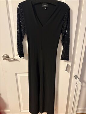 msk dresses black dress with pearls Pearl Necklace Sheath Dress - Black
